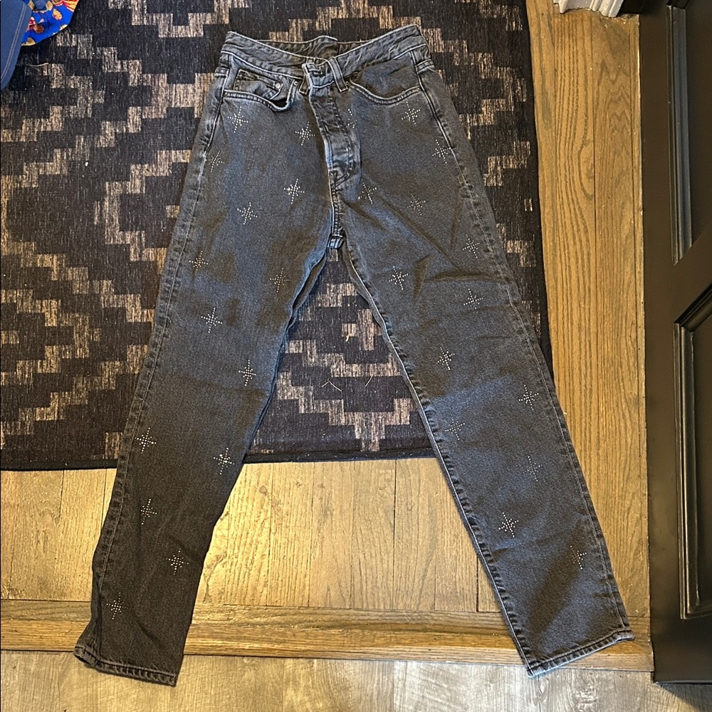 H&M Women's High Rise washed black Jeans